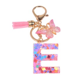 YPYMOD Lnitialen Keyring Tassel Butterfly Sequins Love Letter Keyring, Pink, pink