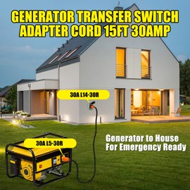 Saysurey NEMA L5-30P to L14-30R Generator Transfer Switch Adapter Cord, 30 Amp Locking L5-30P Male to L14-30R Female Locking Ring Generator to House Inlet Box Adapter, STW 10 AWG, ETL Listed(10ft)