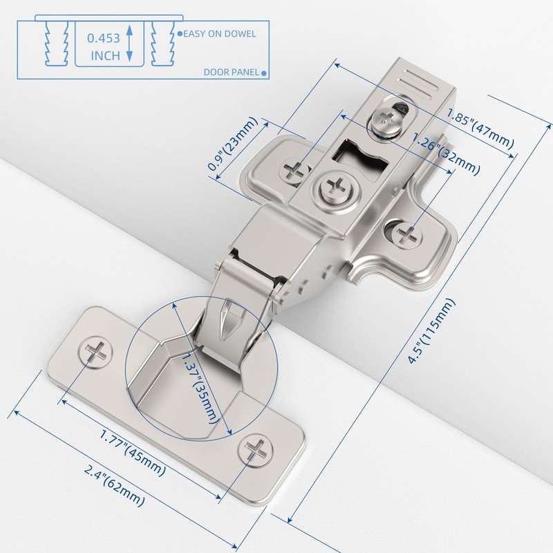 Chibery 50 Pack Inset Soft Close Concealed Frameless Cabinet Hinges,
