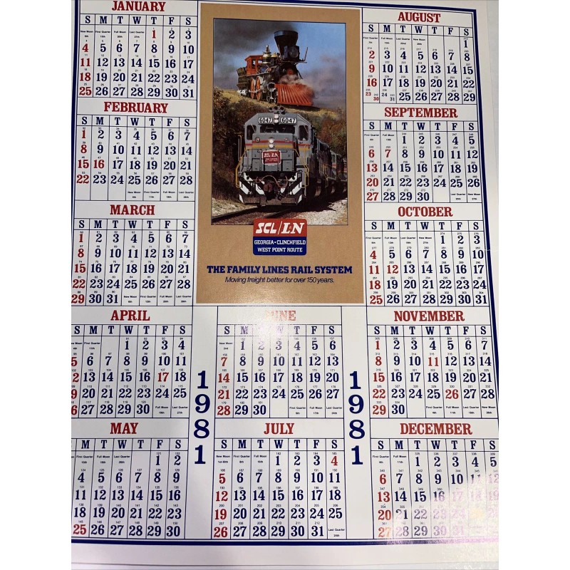 1981 Seaboard System Chessie CSX Railroad Calendar 7” X 9”