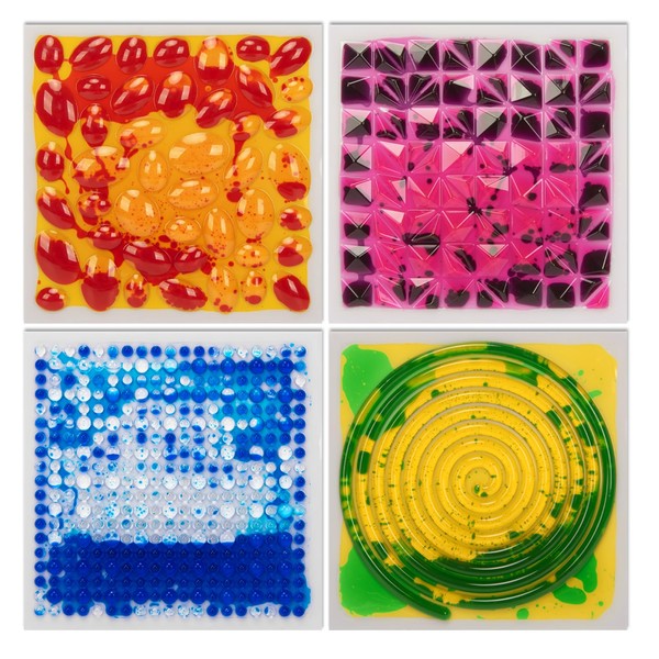 Art3d 12"x12" Textured Liquid Sensory Flooring Tiles, Interactive Glossy Fusion