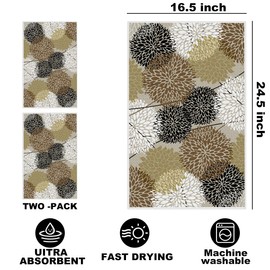 2 Pcs Vintage Flower Pattern Kitchen Towels, Soft Absorbent Tea Hand Towel, Microfiber Dish Cloths for Drying Dishes, Waffle Dish Towels for Kitchen Home Decor, Housewarming Gifts for Women Mom