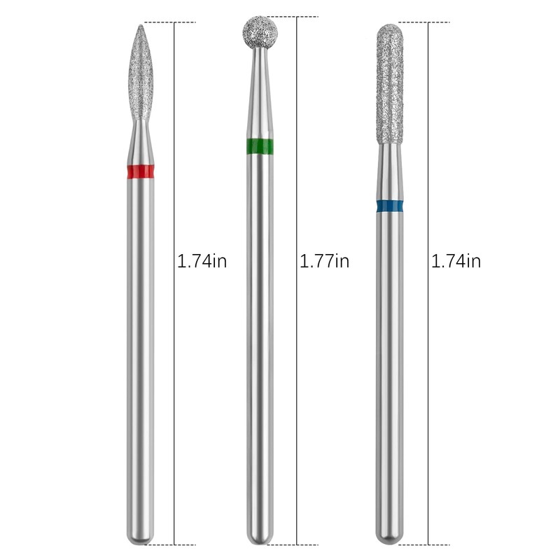 Difenni Cuticle Drill Bit,Cuticle Drill Bits for nails 3pcs Diamond