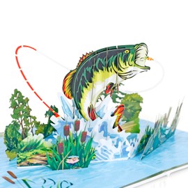 CUTPOPUP Fishing Birthday Card Pop Up, Fathers Day, 3D Popup Greeting Card, Birthday Card for Men, Husband, Dad, Granpa, Stepfather, Son (Fishing)