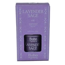 Lavender Sage Aroma Oil with Amethyst Chip 10ml - Relax by Boho Organics