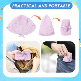 Bogoro Children's Sun Hat UV Protection Set Includes Purple Children's Hat Sunglasses with Ties Toddler Adjustable with Neck Protection Summer Hat for 2 - 5 Years Summer Sun Hat Girls