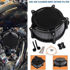 Unbranded Black Cut Air Cleaner Intake Filter Fit For Harley Touring Road Glide King FLTRU