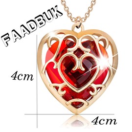 FAADBUK Cosplay Jewelry Skyward Sword Heart Sapphire Ruby Necklace Gamer Fans Gifts (Ruby Necklace)