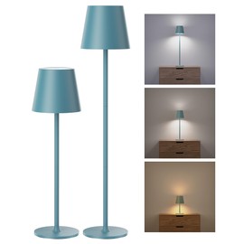 Cordless Table Lamps Rechargeable, 3 Adjustable Height, 5000mAh Battery Operated, 3 Colors Smooth Dimming, Portable LED Waterproof Table Lamp for Kitchen, Bedroom, Outdoor (2 Pack-Lake Blue)