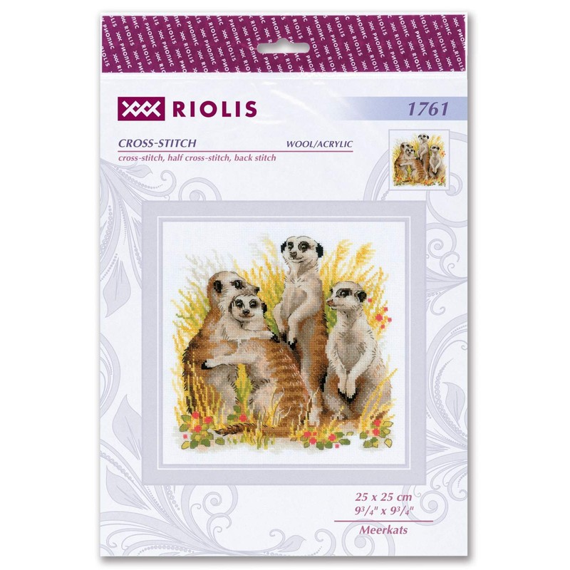 Riolis 1761 - Meerkats - Cross Stitch Kit 9¾" x
