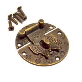 2 Pcs Decorative Antique Hasp Latches Bronze Vintage Hook Lock Right Latch Toggle Snap Closure Swing Lock Clasp with Screw for Wood Chest Craft Box Jewelry Case Furniture Small Size (Dia:38mm)