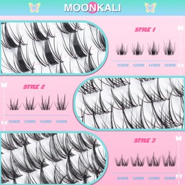 Manga Lash Clusters Wispy Eyelash Clusters 3 Styles Mix Natural Cluster Eyelash Extensions D Curl Soft Individual Lashes 10-16 mm Versatile Invisible Band Eyelashes Clusters Extension by MOONKALI