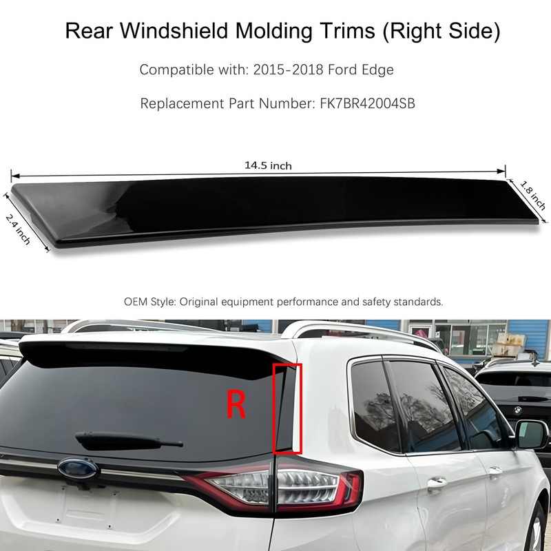 FANLIDE Rear Windshield Molding Trims Compatible with 2015-2018 Ford Edge,