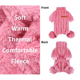 Dog Pjs for Small Dogs Chihuahua Yorkie Clothes Fleece Warm Puppy Pajamas Sweater Onesie Pink Pet Clothes Outfit Apparel (Pink, XX-Small,1pc)