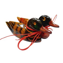 DMtse Feng Shui Pair Mandarin Ducks for Love & Fidelity Resin 3.15 inch / 8 CM Size Gift Red String X2