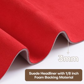 otoez Suede Headliner Fabric with Foam Backing Material 60" x 144" Red Interior Replacement Material for Car RV Boat Home Repair DIY Headliner Material, Red