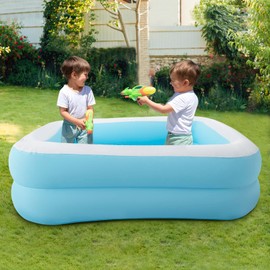 Outraveler Inflatable Kiddie Swimming Pool, Outdoor Blow Up Rectangular Pool for Kids and Toddler (61"x42.5"x18")