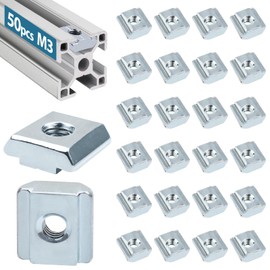 50 Piece T-Slot Nuts M3, Leryati T-Slot Blocks Set T-Slot Carbon Steel T-Slot Nuts Long Aluminium Profile Extrusion Slot Slot Slot Nut 6 - Type B Standard 20 Series