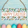 Happy Easter Vibrant Wooden Rectangle Plaque - Easter-Themed Decor for