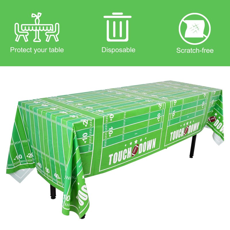 Gatherfun Football Theme Party Disposable Tablecloth Plastic Touchdown Table Cover