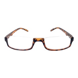 The Modesto Semi-Rimless Half Reader Half Moon Reading Glasses for Men and Women, 3.00 Brown Tortoise