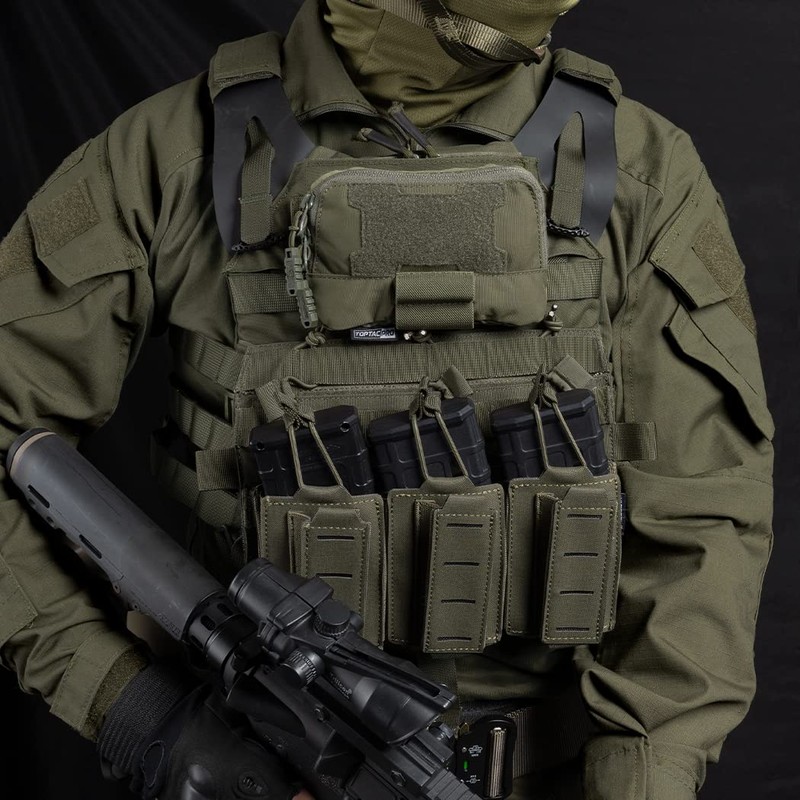 TOPTACPRO Tactical MOLLE Admin Panel Pouch Small Chest Pocket for