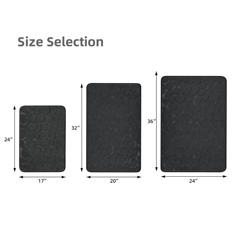 YIHOUSE Memory Foam Bath Mat Cobblestone Bathroom Rug Non Slip