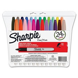 Sharpie Permanent Markers, Fine Point, Assorted Colors, 24-Pack (75846)