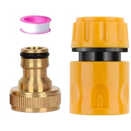 Outdoor Tap Connector Kit & Hose Connector,Garden Hose Pipe Connector Hose Tap Connectors and Fittings Kit Hose End Quick Connector,Brass Tap Connector 3/4 Inch Size