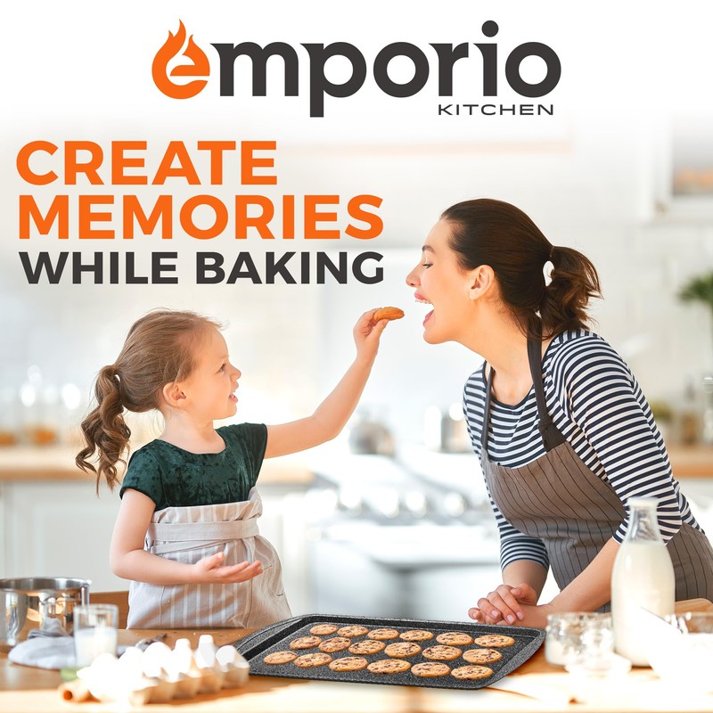 Emporio Kitchen Stackable Baking Pan Set - Deluxe Nonstick Gray