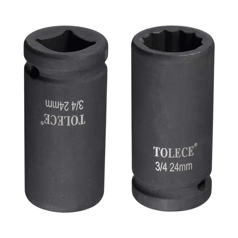sourcing map 3/4-Inch Drive 24mm 12-Point Deep Impact Socket, CR-MO