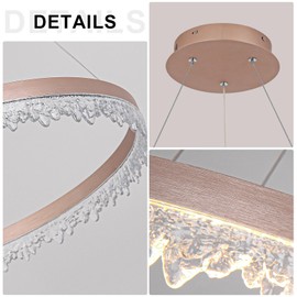 XGZL · LIGHTING Modern LED Chandelier 1 Ring 23.6in Circular Pendant Light for Kitchen Island, Coffee Dimmable Round Chandelier Light Fixture Hanging Light with Remote for Dining Room Living Room