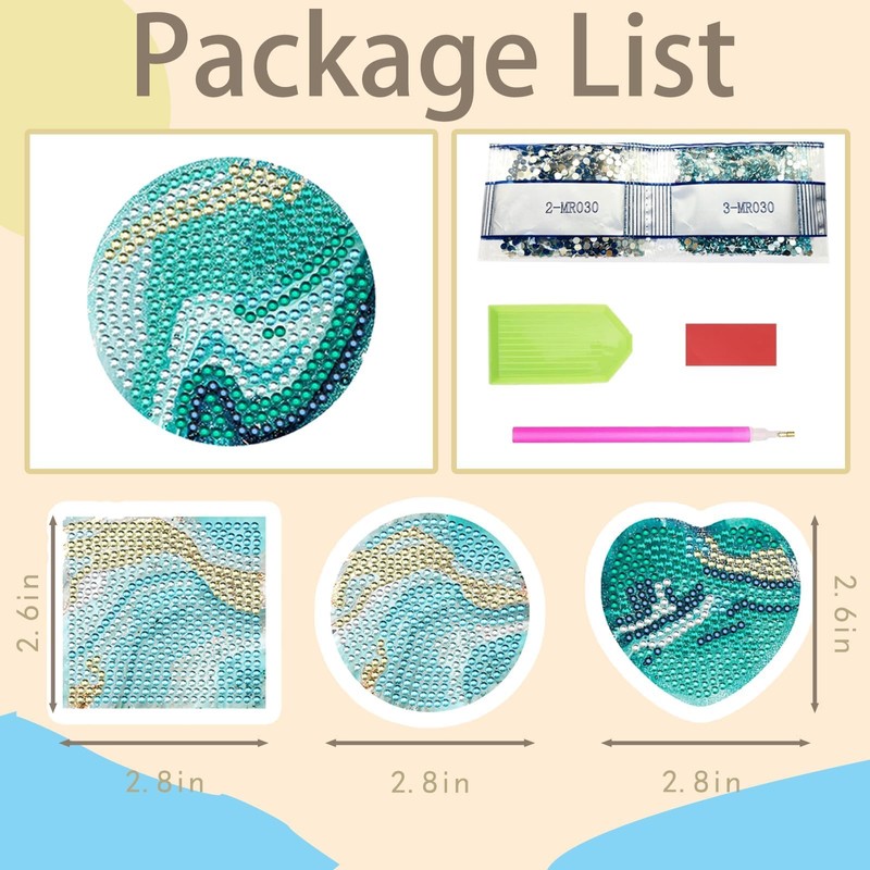 ZABARE 4 Pcs Diamond Painting Compact Mirrors, Ocean Diamond Art