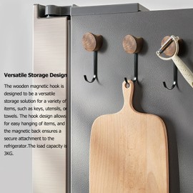 CRAFT KITTIES Wood Wall Hooks with Magnet, Coat Hooks Wall Mounted Rustic Wooden Hooks Heavy Duty Robe Hook Hat Rack | Hooks for Hanging Bathroom Towels Clothes Hanger