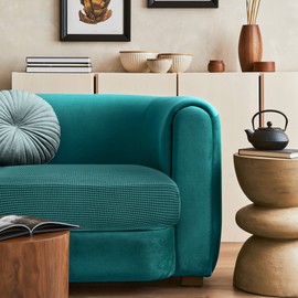 Deconovo Sofa Cover Seat Cushion Cover Modern Stretch Living Room Sofa Seat Cover Thick Furniture Protector 2-Seater (114 x 55 x 20 cm), Turquoise