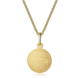 Xaana AMZ0534 Children's Pendant Guardian Angel God Protect You Made of 585 Yellow Gold with Gold-Plated Silver Chain 36/38 cm, Yellow Gold