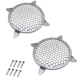 OZXNO 2 Pcs 8 Inch Speaker Grills Subwoofer Grill Waffle Grill Guard Protector Covers with Mounting Screws ABS Mesh Round Subwoofer Speaker Cover (Silver)