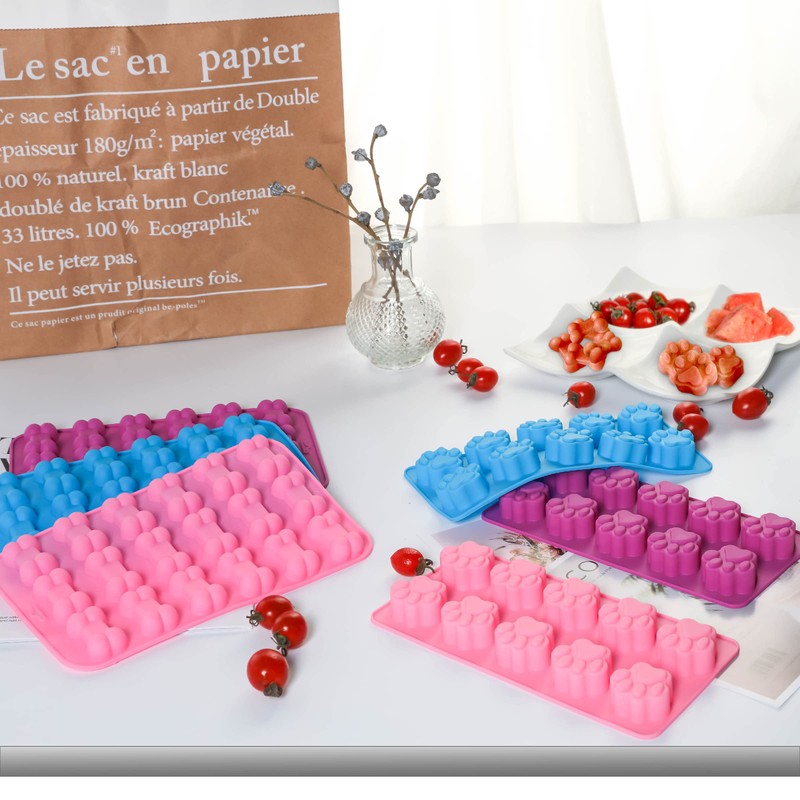 Silicone Molds Puppy Dog Paw and Bone Molds (6 PCS)