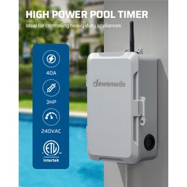 DEWENWILS Pool Pump Timer, Heavy Duty Outdoor WiFi Timer Box, 40A 240VAC 3HP, Work with Smart Life, Alexa, Google Assistant, Easy Wiring for Pool, Water Heater, ETL Listed
