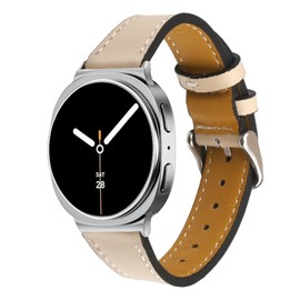 Mtozon - Correas de piel compatibles con Samsung Galaxy Watch 8 de 40 mm/44 mm y 46 mm, correas clásicas para mujeres y hombres, color beige