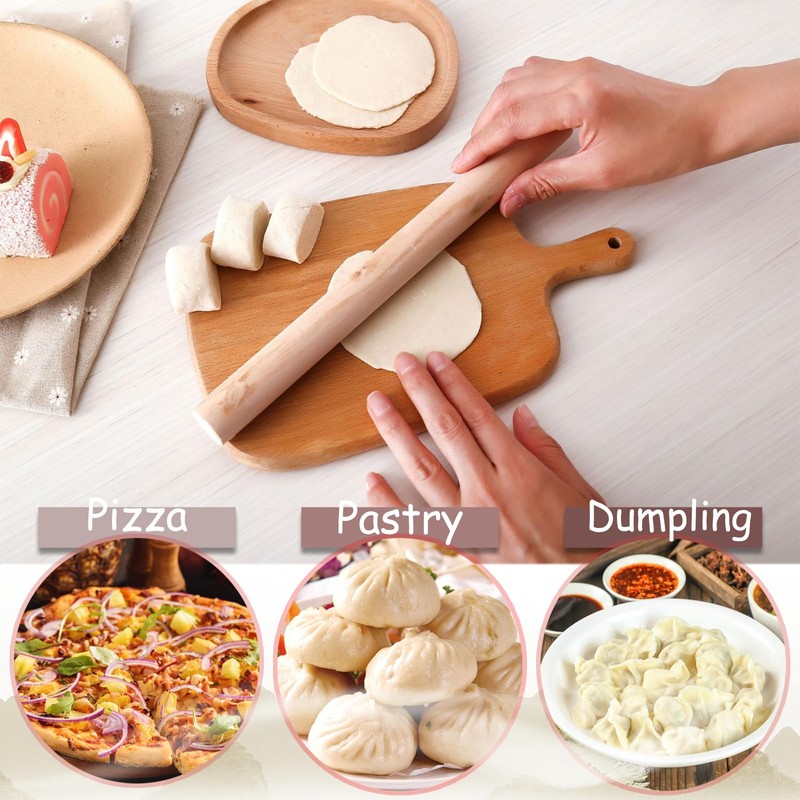 Wooden Rolling Pin, Beech Wood Rolling Pin, for Pizza, Pasta,
