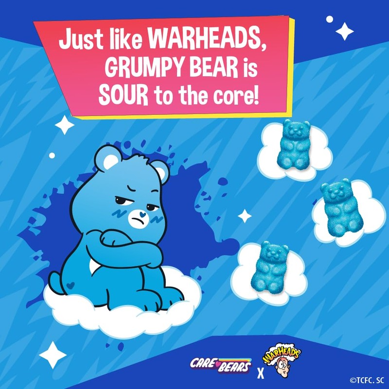 WARHEADS Care Bears - Sour Grumpy Bears - Blue Raspberry