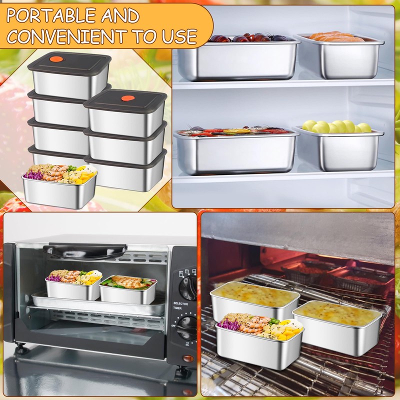 Waldeinsamkeit 12Pcs 316 Stainless Steel Food Storage Containers Airtight Lids