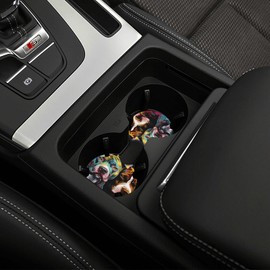 ANFXIEDU Pitbull Florescent Dog Car Coasters,2 Pack Rubber Pad Universal Non-Slip Car Interior Cupholder Pad Accessories