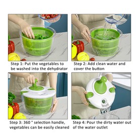 Salad Spinner, 5L Vegetable Washer Dryer Drainer Strainer with Bowl & Colander, Multi-Use Lettuce Spinner, Fruit Washer, Pasta and Fries Spinner
