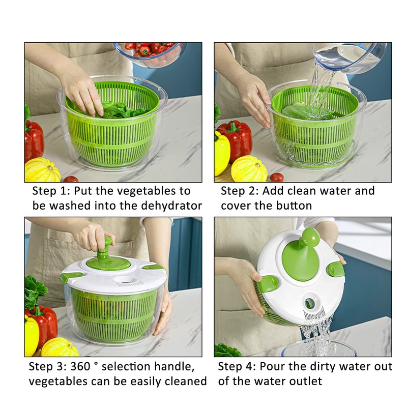 Salad Spinner, 5L Vegetable Washer Dryer Drainer Strainer with Bowl