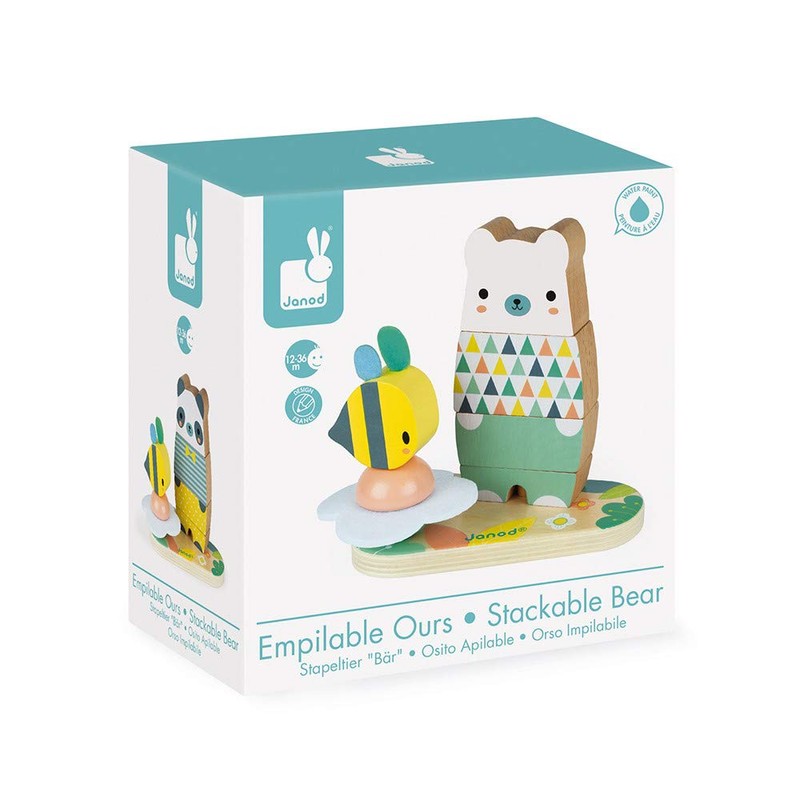 Janod Pure 2-in1 Wood Stackable Bear - 12+ Months -