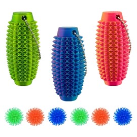 Fidget Toys, Pack of 9, Fidget Toys for Adults, 3 3D Printed Key Rings and 6 Massage Balls, Hedgehog Ball, Stinging Sensory Pain Stress Toy, Novelty Gifts for Friends