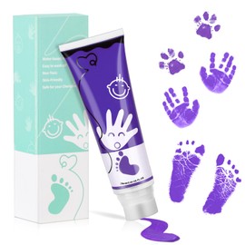 Sortnic 75ml Purple Baby Hand and Footprint Ink Kit, Baby Handprint Footprint Paint, Dog Cat Paw Print Kit, Washable, Non Toxic Acid-Free, Safe Gentle for Home Christmas New Year DIY Keepsake Stamp