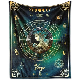 NICEFORNICE Virgo Blanket Gifts, 60"x50" Rectangular Flannel Zodiac Throw Blanket Cozy, Blankets Gift for Boys Girls Teen Women Men Tarot Cards Lovers Birthday Anniversary Festival